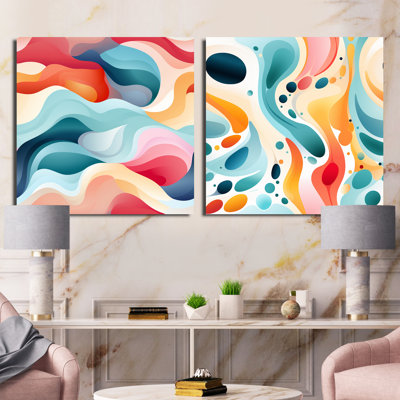 Ciona Soft Color Multicolor Abstract Neutrality Wave - Abstract Square Collage Set Of 2