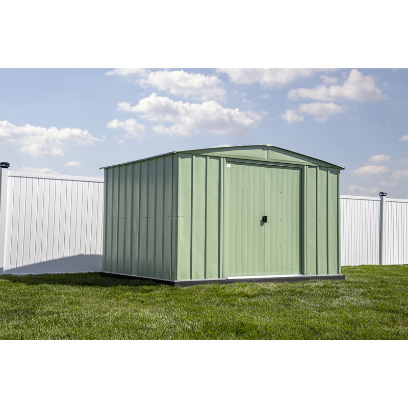 10 ft. W x 8 ft. D Metal Storage Shed, Sage Green