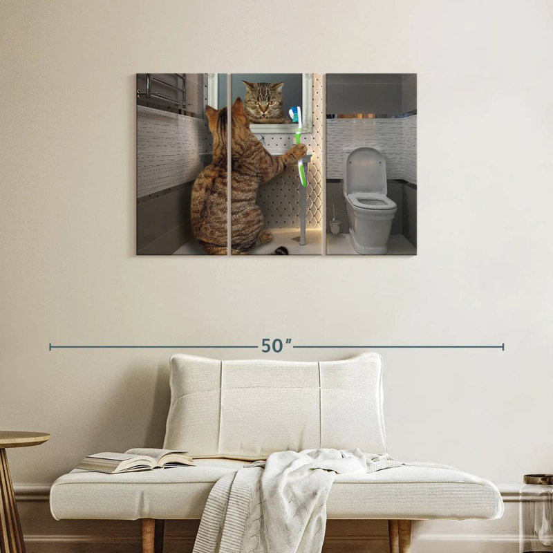 Ketti Cat With Toothbrush, 24" H x 38" W