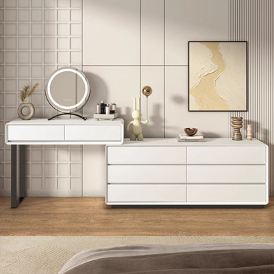 Coiffeuse avec miroir lumineux, 8 tiroirs, 1 chaise