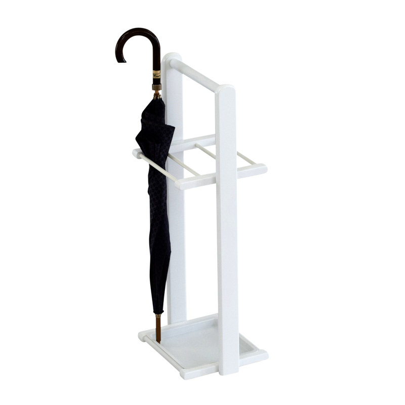 Brannon Solid Wood Freestanding Umbrella Stand, White Lacquered