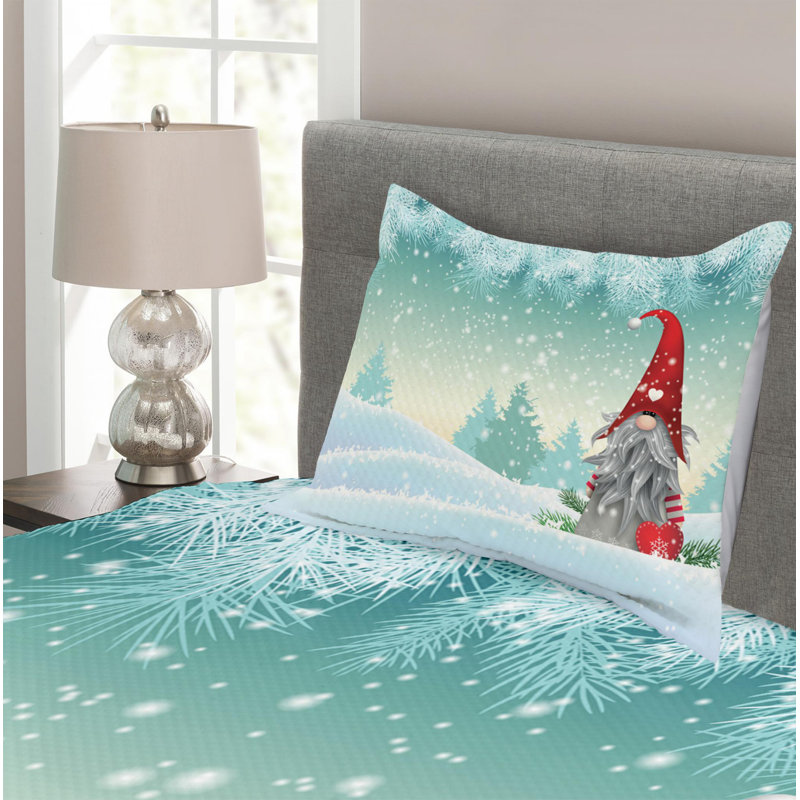 Mint Green and Pale Blue Gnome Twin Coverlet Set