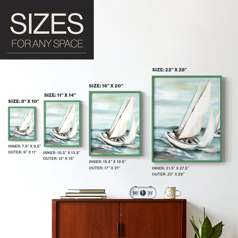 NAUTICAL Series L, reproduction encadrée - bois massif, H 21 po x l 17 po, Vert