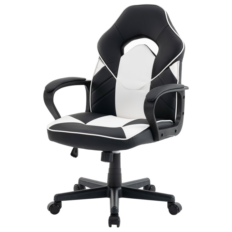 Ergonomic Gaming Chair With Paded Armrest Adjustable Tilt Tension & Tilt Lock, White