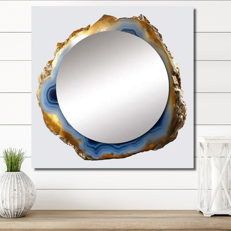 Geode Gems II - Miroir carré en pierre Geode, 23 po x 23 po