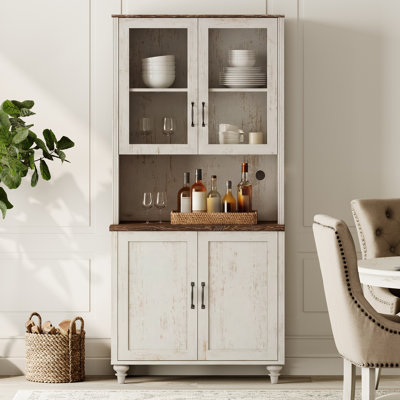 Sideboard Buffet Cabinets, Kitchen Storage Cabinets With Glass Doors, Study Room Bookcase, Bookshelf With Storage Cabinet, Farmhouse Library Bookshelves For Living Room, Office, Beige