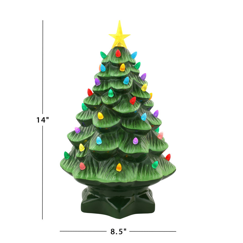 Nostalgic Ceramic Tree - Green, 14.25 H" x 8.5 W" x 8.5 D"