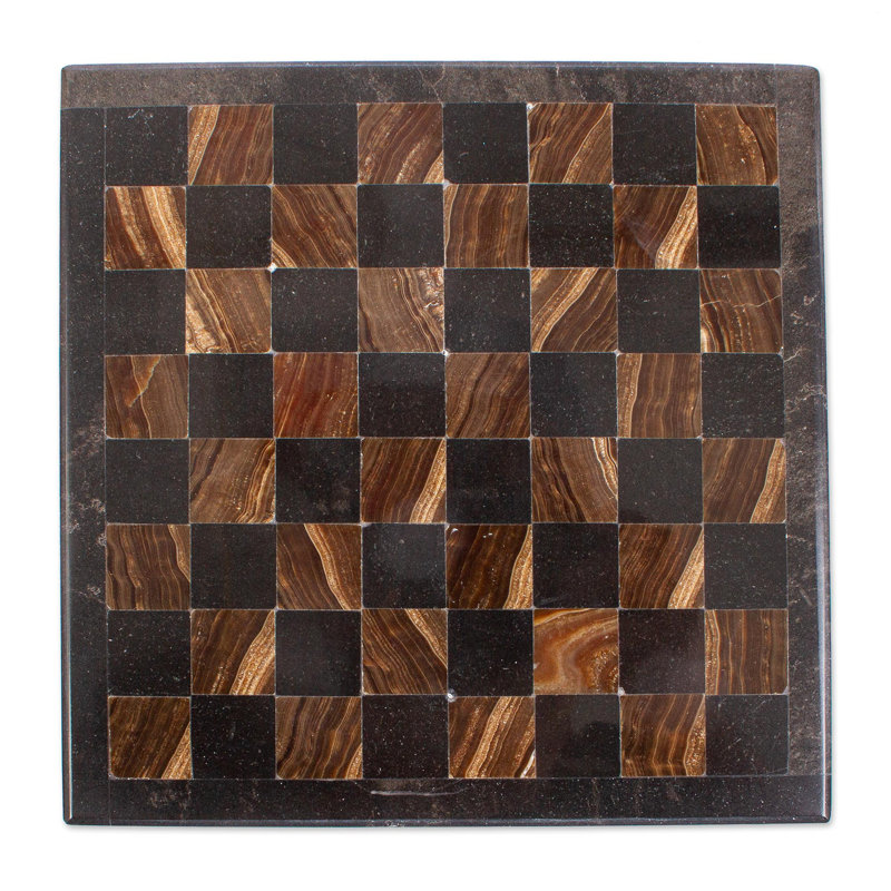 Mini jeu d'échecs Wildon Home® café, moka, marbre et onyx