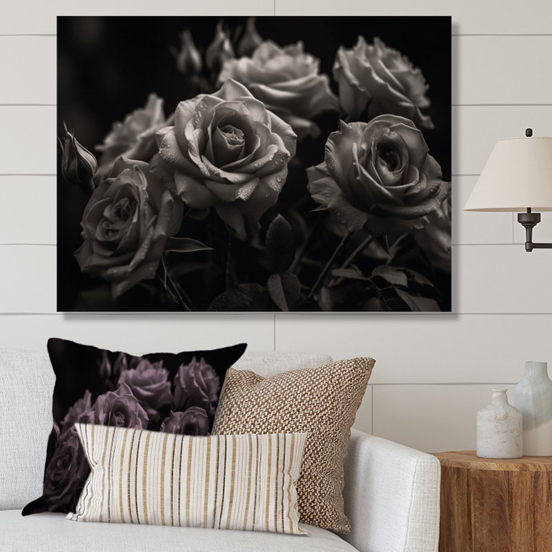 «Gray Romantic Roses I», reproduction sur toile, H 12 po x l 20 po x P 1 po, Toile tendue