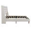 Lit plateforme très grand avec très grande tête de lit tapissier et tête de lit ondulée, tissu chenille de qualité supérieure, lit plateforme minimaliste moderne sans sommier, assemblage facile, ivoire-492917274