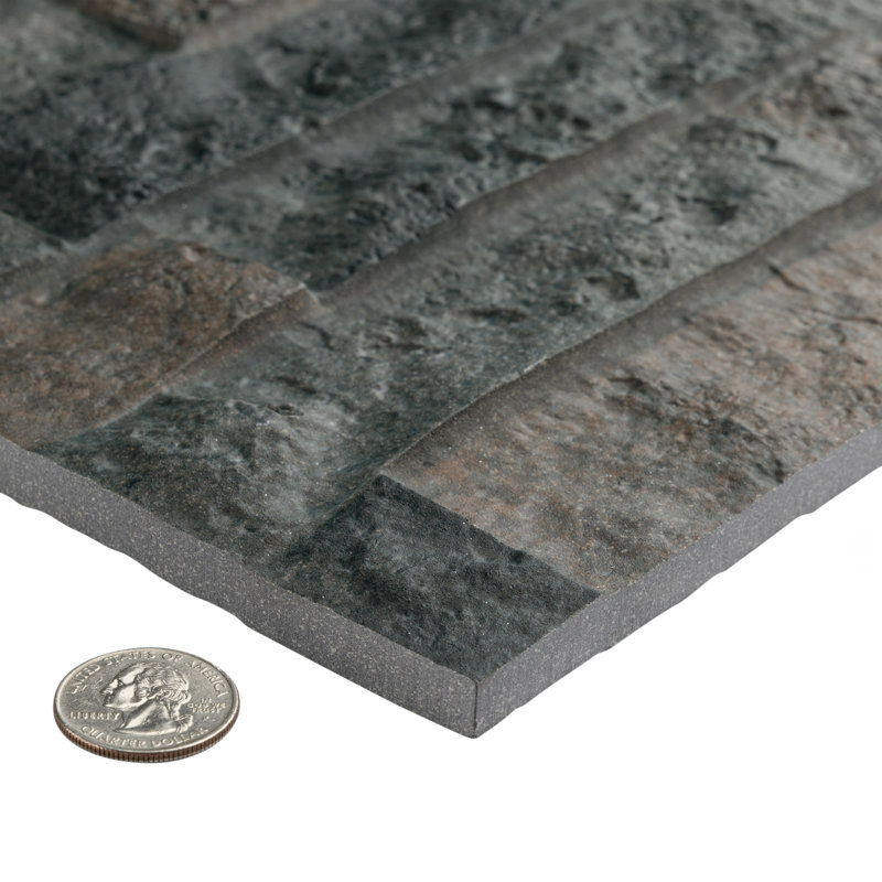 Irazu Antracita 8" x 24" Pressed Porcelain Stone Look Wall Tile
