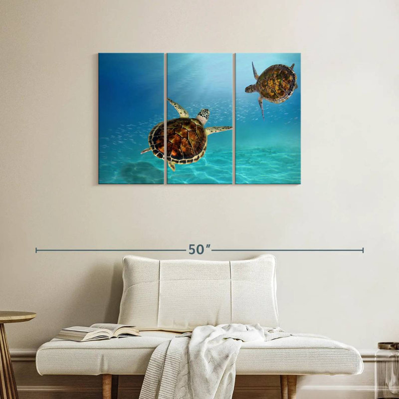 Underwater Hawksbill Turtles, 24" H x 38" W