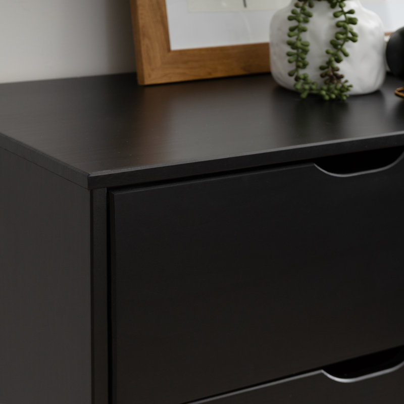 Commode double en bois massif 6 tiroirs Marialana, Noir