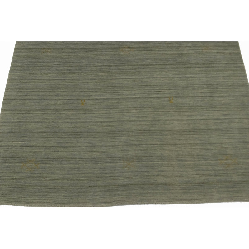 Tapis vert en laine rayé fait à la main Coupland