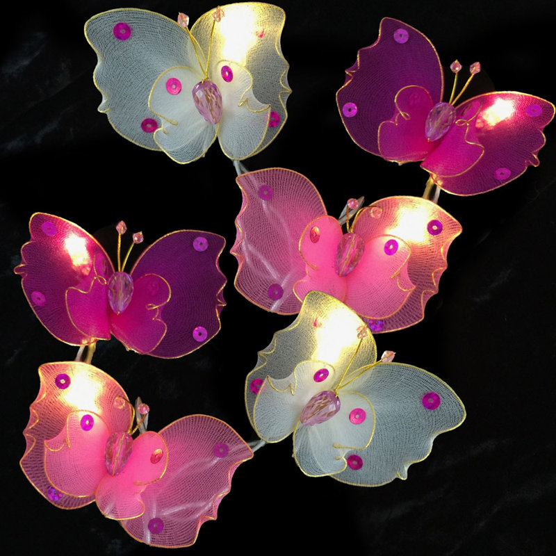 Kelsea LED Sheer Butterfly String Light, Pink Tones