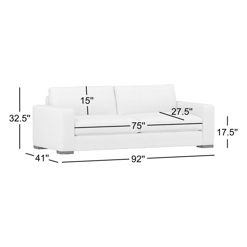 Drew Upholstered 92'' Sofa, Cream Linen 1429-002