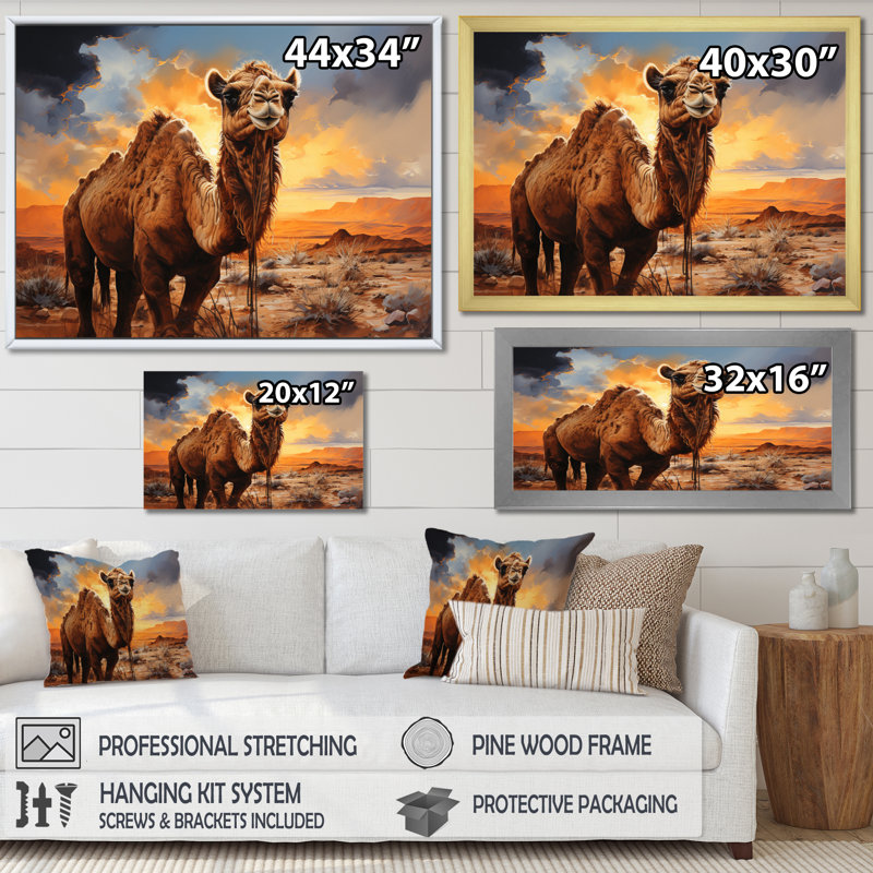 Camel Crossing, reproduction d'art sur toile, Toile tendue, H 12 po x l 20 po x P 1 po