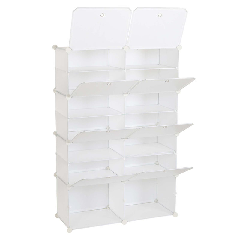 28 Pair Stackable Shoe Storage, White