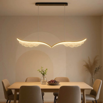47" Modern Linear Angel Wing Chandelier With Led Light 