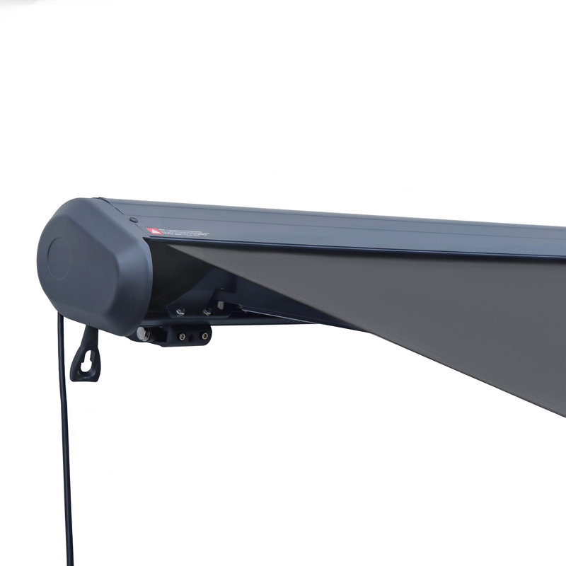 Italian Series Full Cassette Motorized Patio Awning With App + Remote, 12' W x 10' D, Gray