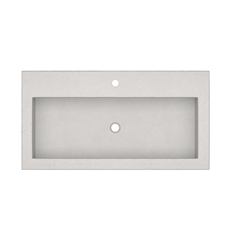 Trough Handmade Rectangular Bathroom Sink, Single Hole Faucet, Ash