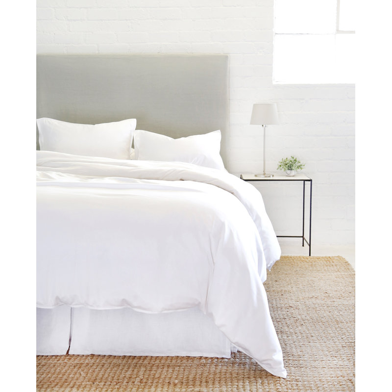 Parker White 100% Cotton 300 TC Modern & Contemporary 3 Piece Duvet Cover Set, Rayon from Bamboo, Ivory