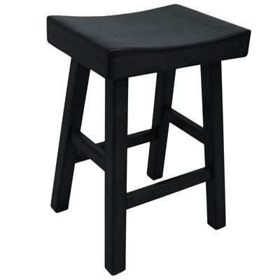 Élégant tabouret de bar noir de 30 po avec siège de selle ergonomique et finition antique
