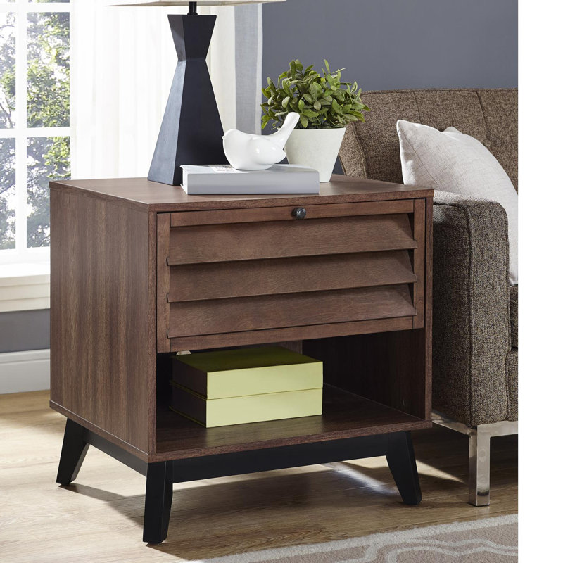 Merced Solid Wood End Table, Brown Walnut