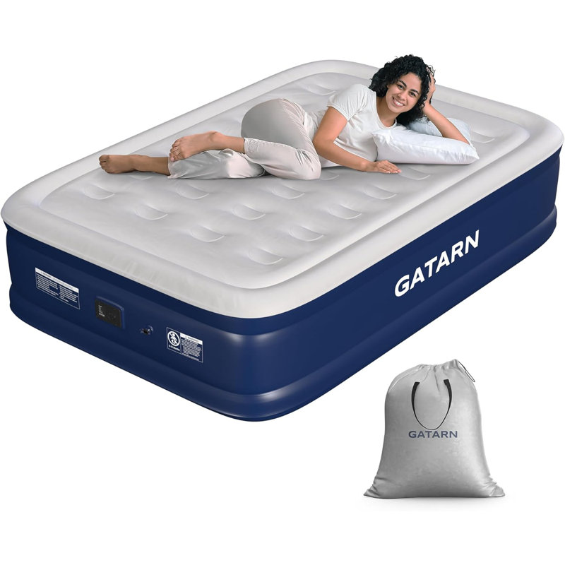 Single Size Air Bed with Built-in Electric Pump For Guest, Camping & Home Use - 191x99x46cm, 99cm W x 191cm D
