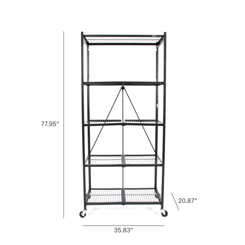  Origami 5-Shelf Foldable Storage Rack Heavy Duty, Black