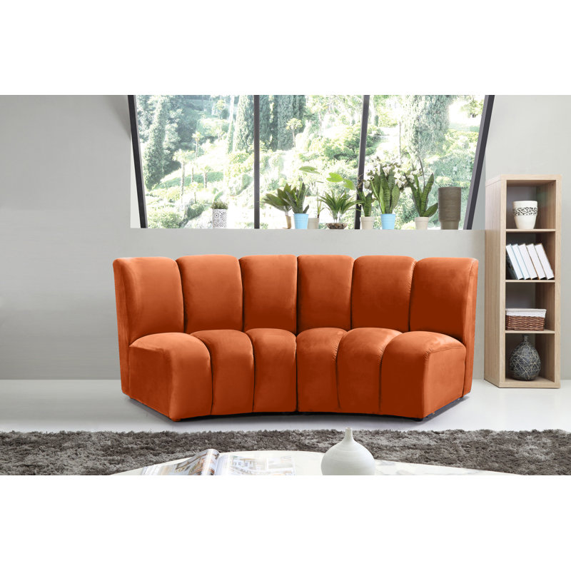 Canapé modulaire en velours Infinity, Velours cognac, 2 pièces