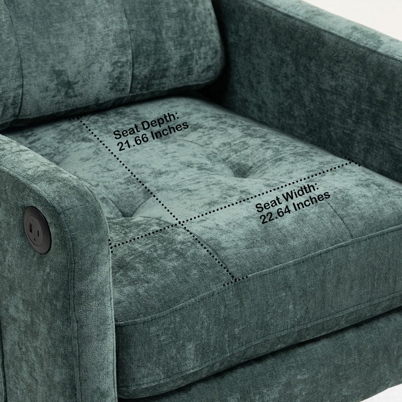 Fauteuil rembourré avec accoudoirs carrés et capitonnés, Vert foncé