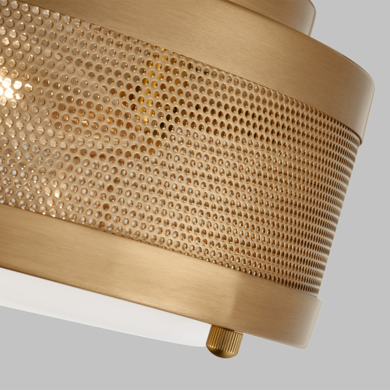 3 - Light Flush Mount, Satin Brass
