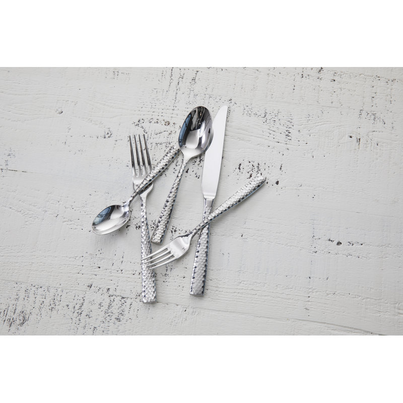 Lucca Faceted 20 Piece 18/10 Stainless Steel Flatware Set, Service for 4