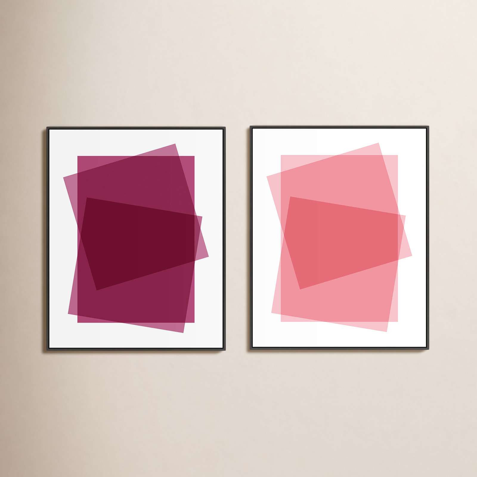 Claret & Pink Kami by Jacques Pilon, Black Framed Canvas, 25" H x 20" W