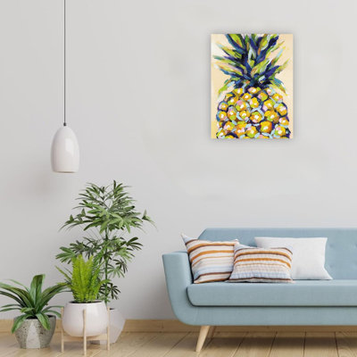 «Yellow Pineapple Study», art mural sur toile de qualité supérieure pour salon, 24 x 18 po