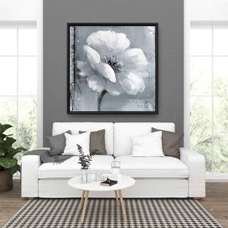 "Fleurs grises et blanches" sur toile