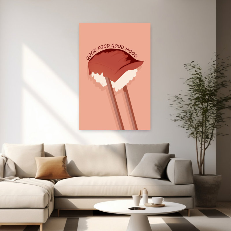 Good Food Good Mood Minimalist Wall Art Print 1 Piece Wrapped Canvas Wall Art, 152.4cm H x 101.6cm W