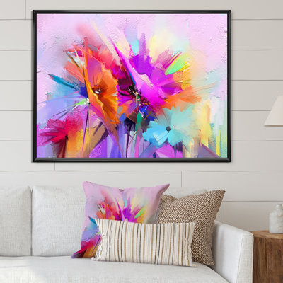 Abstract Paintbrush Spring Flower Bouquet XI - Painting on Canvas