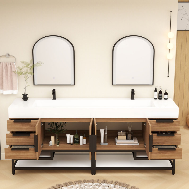 Meuble-lavabo mural simple l 84 po x P 20 po x H 36 po, Bois