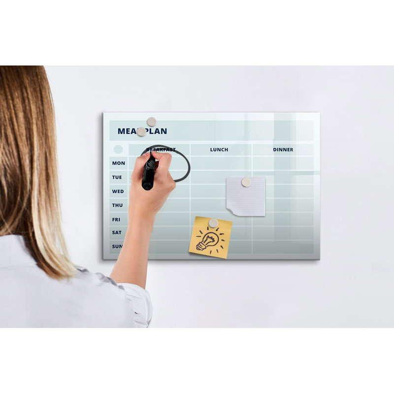 Magnetic Glass Dry Erase Board, 40cm H x 60cm W x 2cm D