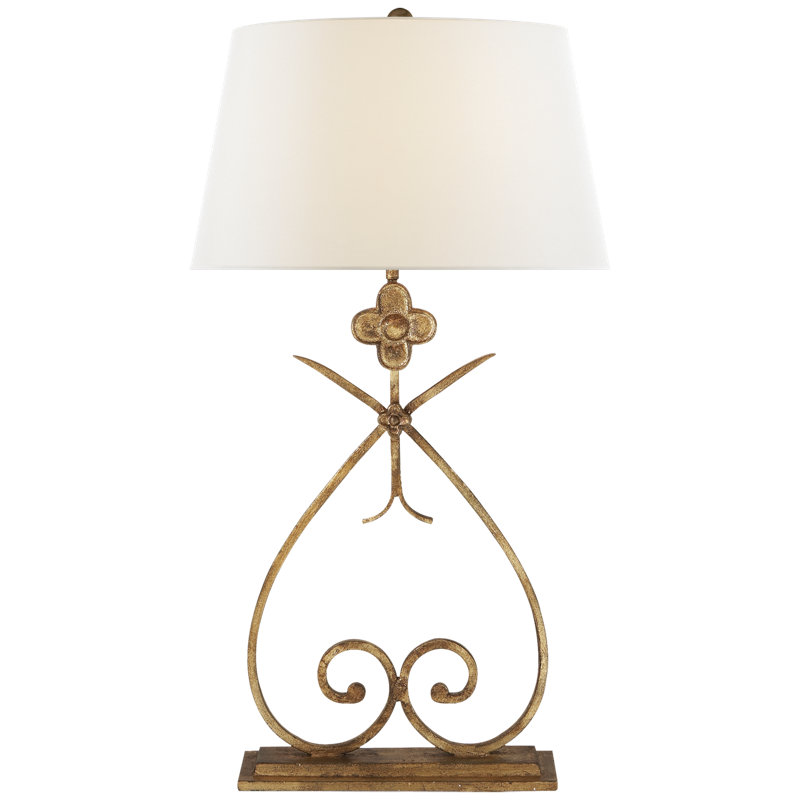 Suzanne Kasler Harper Table Lamp, Gilded Iron, Fabric, White