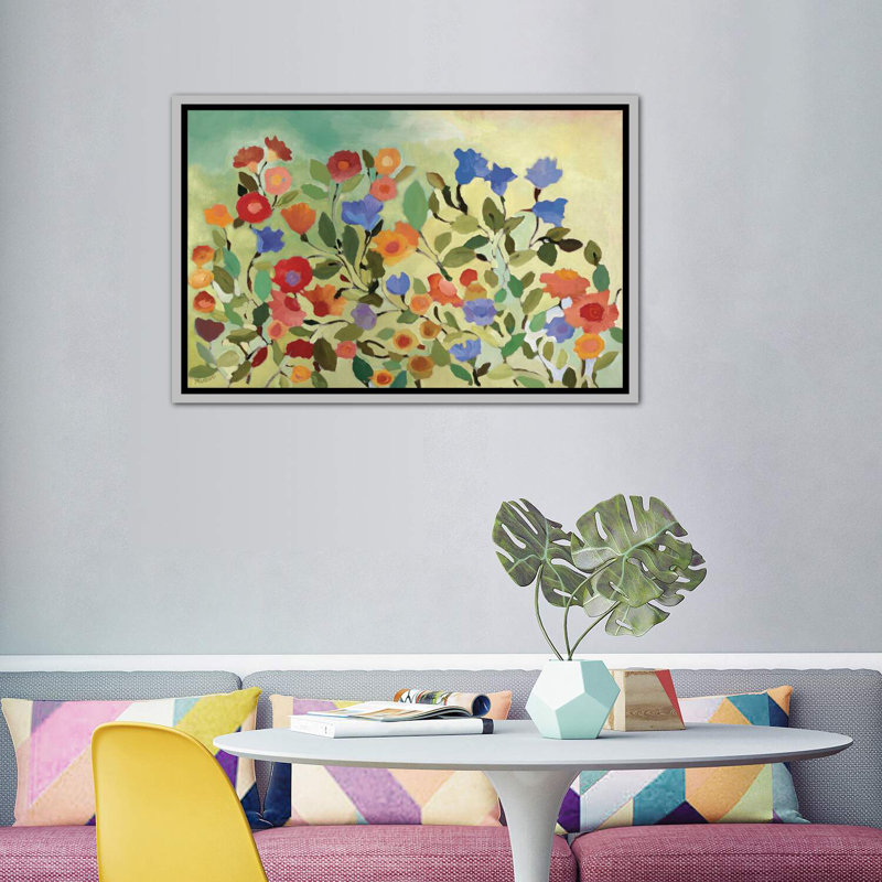 "Blue Bells" par Kim Parker - reproduction d'art sur toile tendue, H 40 po x l 60 po x 1,5 po, Toile avec cadre argenté