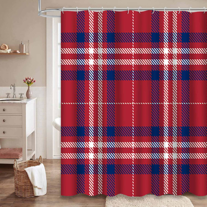 Rideau de douche Patriotic Tartan, L 72 po x l 84 po