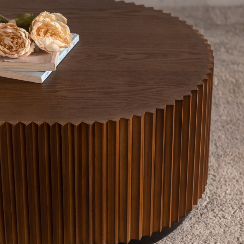 Table basse moderne et gigogne de 2 personnes avec rayures ondulées faites à la main, idéale pour le salon comme table d'appoint ou de chevet, bois massif massif +, plan d'installation simple 2, bordure rayée unique, polyvalente
