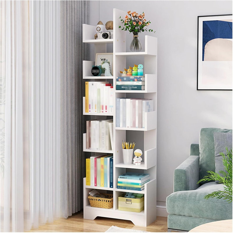 Tree Bookshelf Floor Standing Bookcase Vertical Book Shelves Tree Storage Display Shelf for Bedroom Living Room