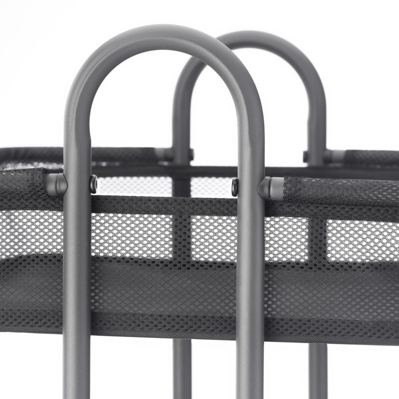 Whitmor Gunmetal Gray Metal Mesh 3-Tier Rolling Cart with Wheels