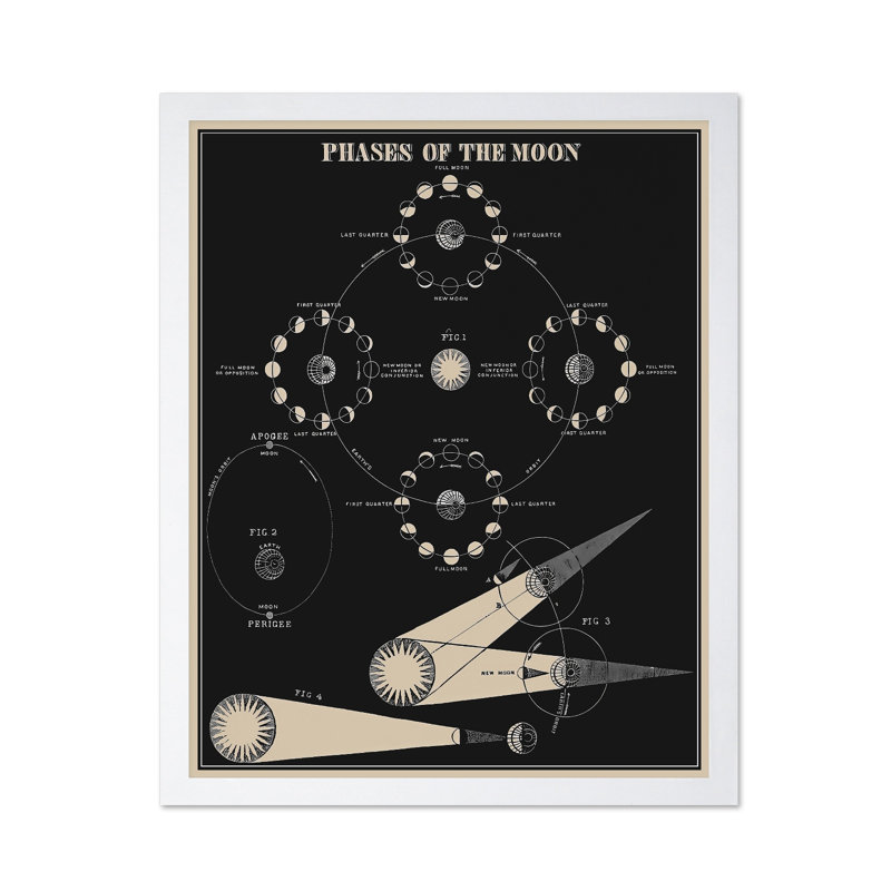 Phases de la lune no 1, H 11 po x l 14 po, Affiche, Encadrement blanc