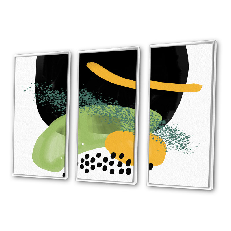 Minimal Retro Abstracts I - ensemble d'art moderne sur toile encadrée moderne de 3, H 28 po x l 36 po x P 1 po, Blanc