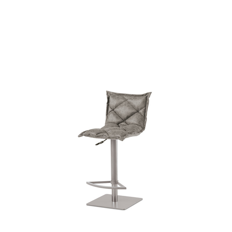 Filsaime Swivel Upholstered Adjustable Height Counter Stool with Metal Frame, Ice Grey, Ice Grey